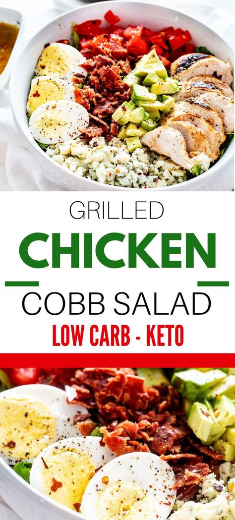 Carb Salad Recipes, Low Carb Salad Recipes, Cob Salad, Chicken Cobb Salad, Keto Dinner Recipe, Keto Quiche, Salad Recipes Low Carb, Boiled Egg Diet Plan, Queso Feta