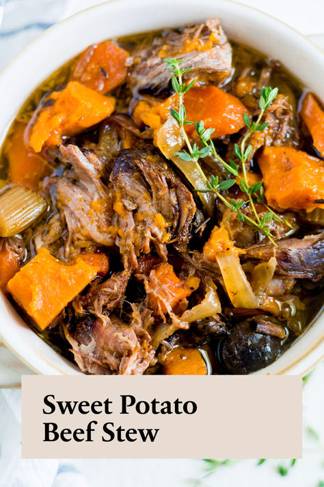 A warm, comforting stew full of tender beef, hearty sweet potatoes, and a medley of vegetables. Perfect for cozy dinners and packed with rich, savory flavors. 

#beefrecipe #comfortfood #cozymeal #stew #dinner Beef Stew With Sweet Potatoes, Fall Stews, Healthy Beef Stew, Stew With Sweet Potatoes, Sweet Potato Beef Stew, Beef Stew Healthy, Stew Dinner, Slow Cooker Sweet Potatoes, Cozy Dinners