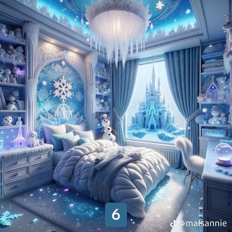 Frozen Kids Room, Elsa Bedroom Ideas, Elsa Bed, Frozen Bedroom Ideas, Elsa Bedroom, Barbie Playhouse, Frozen Bedroom Decor, Frozen Themed Bedroom, Frozen Bedroom