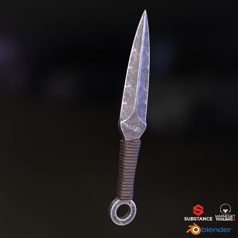 Steel Throwing Knife, on ArtStation at https://www.artstation.com/artwork/AqD0BX Magic Knife Art, Gravity Knife, Short Sleeve Blouses, Female Streetwear, Knife Art, Dragon Print, Art References, Low Poly, Women Tops