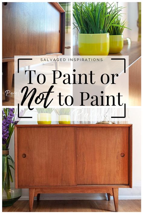 To Paint or Not To Paint| Beautiful MCM Cabinet Abandoned | Salvaged Inspirations    #MCM #mcmcabinet #nopaintneeded #curbsidecabinet Paint Teak Furniture, Painted Teak Furniture, Painting Mcm Furniture, Painting Mid Century Furniture, Mcm Cabinet Makeover, Painting Mid Century Modern Furniture, Refinishing Mid Century Furniture, Mid Century Cabinet Makeover, Mid Century Modern Painted Furniture