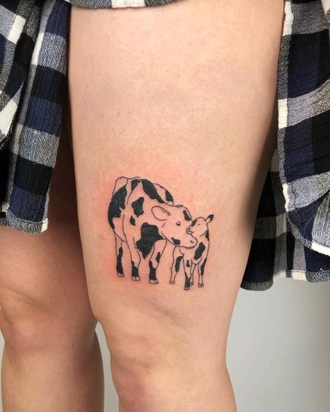 Cow Tattoo, Vegan Tattoo, Geometric Tattoo Arm, Hand Poked Tattoo, Poke Tattoo, Calf Tattoo, Small Tattoos For Guys, Full Sleeve Tattoos, Dainty Tattoos