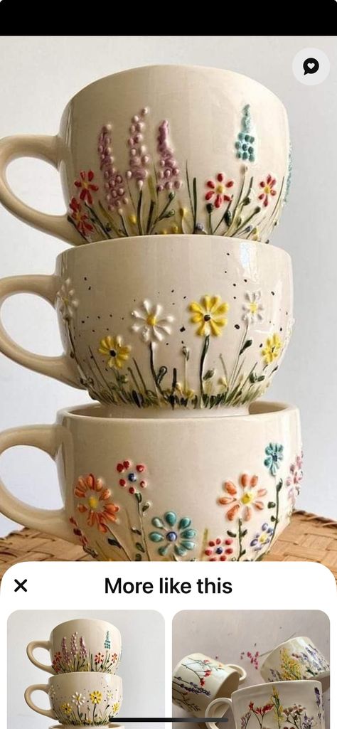 Ceramic Cafe Ideas Pottery Painting, Clay Cafe Painting Ideas, Cup Painting Ideas, Clay Cafe, Pottery Slip, Painted Earth, Mug Drawing, Ceramic Cafe, Diy Pottery Painting