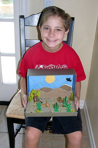 Desert Diorama Craft                                                                                                                                                                                 More Ecosystems Diorama, Landform Projects, Desert Crafts, Biomes Project, Desert Diorama, Diorama Kids, Ecosystems Projects, Desert Biome, Habitats Projects