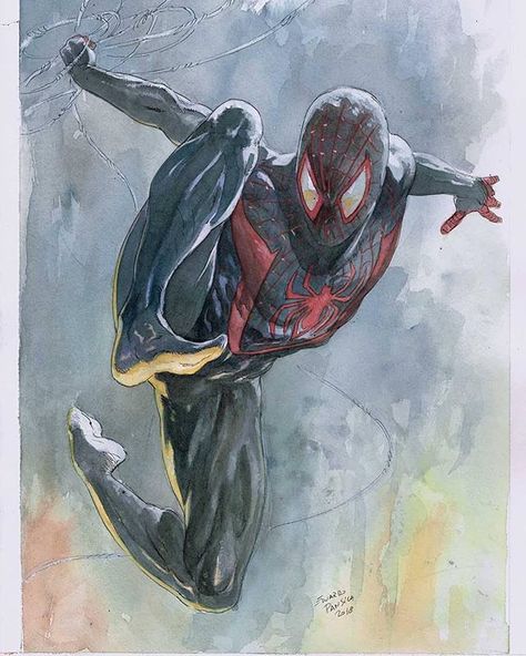 #Repost @edupansica Spiderman Miles Morales done. :-) #watercolors #spiderman #marvel #milesmorales Heroes Reborn, Comic Art Sketch, Comic Book Artwork, Vibes Art, Ultimate Spiderman, Comic Book Style, Marvel Comics Art, Miles Morales, Spiderman Art