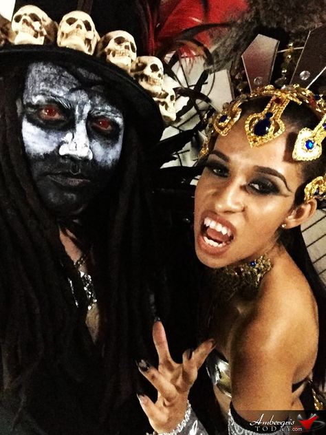 Halloween Party Selfie's on Fleek- Papa Legba & Akasha, Queen of the Damned Papa Legba Costume, Akasha Queen Of The Damned, Queen Akasha, Voodoo Halloween, Baron Samedi, Papa Legba, Queen Of The Damned, Ambergris Caye, Season Decor