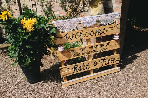 Pallet Welcome Sign Lace Calligraphy Stonyford Cottage Gardens Wedding Jessica O'Shaughnessy Photography #Pallet #Welcome #Sign #Lace #Calligraphy #wedding Welcome Wedding Pallet, Palette Welcome Sign Wedding, Wedding Welcome Sign Pallet, Pallet Welcome Sign Wedding, Pallet Welcome Sign, Wedding Pallet Ideas, Pallet Wedding Sign, Wedding Signs Rustic Pallets, Wedding Pallets