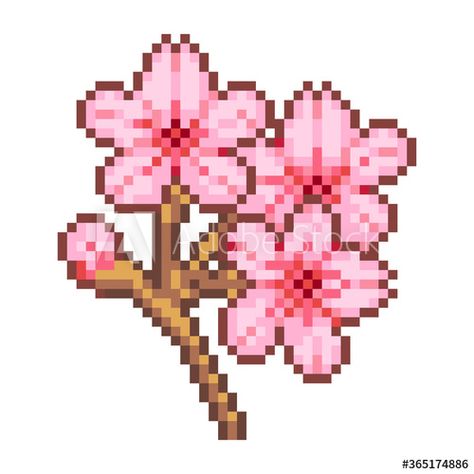 Cherry blossom pattern. Pixel cherry blossom image. Vector Illustration of pixel art. #AD , #Pixel, #cherry, #pattern, #Cherry, #blossom Sakura Tree Pixel Art, Cherry Blossom Pixel Art Grid, Pixel Cherry Blossom, Cherry Blossom Pixel Art, Cherry Pixel Art, Pixel Art Templates Pattern, Japanese Pixel Art, Pixel Cherry, Pixel Art Fleur