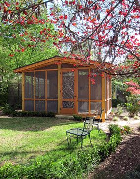 Outdoor Screened Rooms Design, Pictures, Remodel, Decor and Ideas - page 2 Outdoor Screen Room, Screened Room, Screen Porches, Porch Kits, Traditional Porch, Screened Gazebo, Adirondack Furniture, Gazebo Ideas, Screened Porches