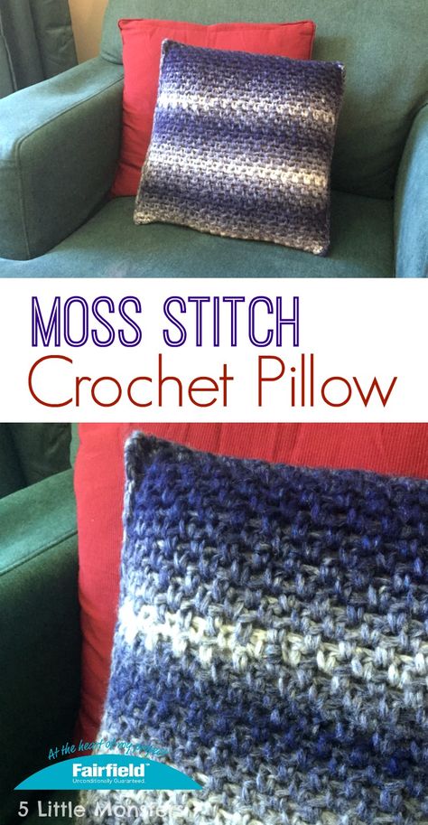 5 Little Monsters: Moss Stitch Crochet Pillow Pillow Cover Crochet Pattern, Diy Cushion Covers, Fun Cushions, Crochet Pillow Patterns Free, Beau Crochet, Pillow Covers Pattern, Crochet Pillow Cover, Crochet Cushion Cover, Crochet Pillow Pattern