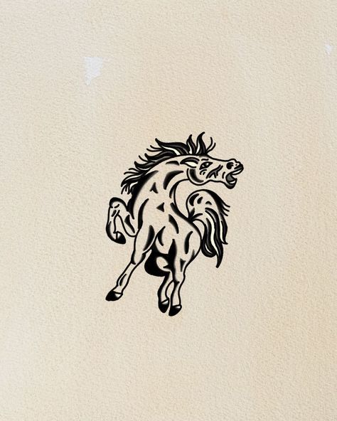 Horse Bucking Tattoo, Old School Horse Tattoo, Wild Horses Tattoo, Traditional Tattoo Horse, Horse Icon, Traditional Tattoo Stencils, Horse Tattoos, Mother Tattoos For Children, Vintage Style Tattoos