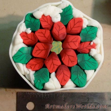 Polymer Clay Poinsettia, Clay Poinsettia, Clay Peppermint, Polymer Cane, Polymer Canes, Polymer Clay Cane Tutorial, Clay Cane, Clay Canes, Clay Christmas