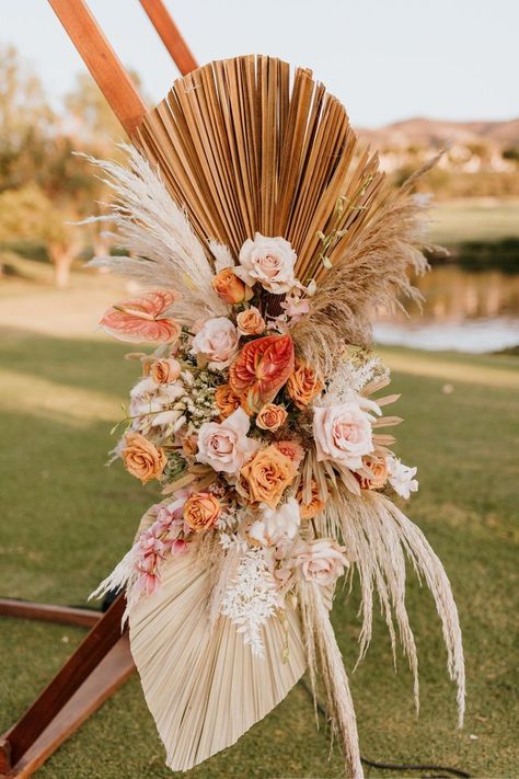 Romantic Hexagon Arch
Colors feat. peach, blush, orange

#wedding #ruffleeffect #boho #flowers #driedflowers Peach And Pampas Wedding, Boho Wedding Archway, Boho Arch Flowers, Blush Pink Boho Wedding, Pink Boho Wedding, Hexagon Arch, Romantic Boho Wedding, Florist Ideas, Pantone 2024