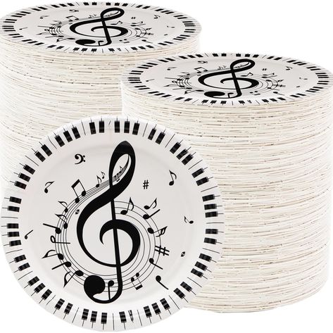 PRICES MAY VARY. 【 Musical Notes Party Supplies】:You will receive 80 7-inch Musical Notes Paper Plates,music dessert Plates.These simple music themed party music plates is the perfect complement to music notes theme birthday party decorations.super cute for music notes themed birthday party decorations,each set can accommodate 80 people guest. 【High-quality materials】:Our family uses made of 350g hard card paper.All our Music Notes themed tableware are made of high-quality paper,non-toxic,tastel Records Theme Party, Music Note Decor, Music Note Birthday Party, Notes Theme, Concert Theme, 50th Birthday Themes, Music Party Decorations, Birthday Party Table Decorations, Notes Paper