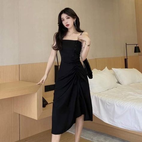 Party Outfit Korean, Ootd Party Night, Ulzzang Party Outfit, Ulzzang Party, Korean Dress Party Night, Korean Party Outfit, Black And White Short Dresses, Girls Dress Outfits, Dress Party Night