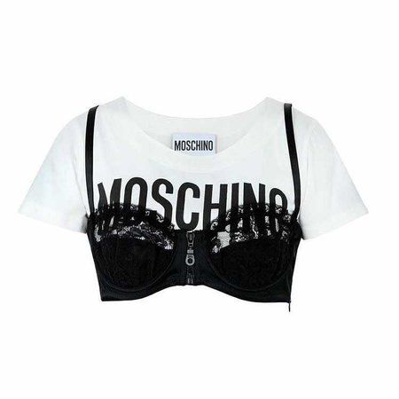 moschino Moschino White Crop Top With Lace Overlay | ShopLook Mode Kpop, Kpop Fashion Outfits, Fashion Design Clothes, Edgy Outfits, Kpop Outfits, Stage Outfits, Korean Outfits, Kpop Fashion, Fesyen Wanita