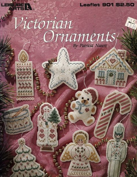 Victorian+Ornaments+Cross+Stitch+Pattern+Leisure+Arts+Leaflet+901 Victorian Ornaments, Teddy Bear Ornament, Victorian Christmas Ornaments, Vintage Cross Stitch Pattern, Candy Cane Ornament, Cross Stitch Books, Cross Stitch Needles, Mini Ornaments, Vintage Cross Stitches