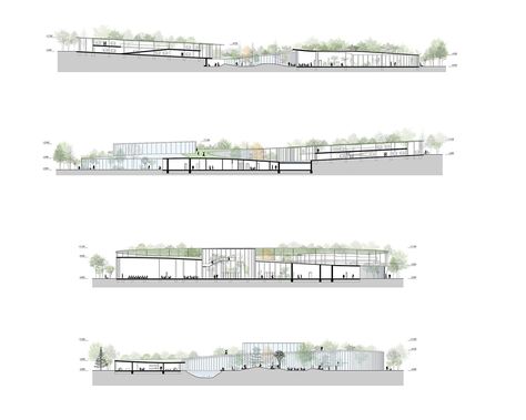 Fránek Architects to design greenhouse-like entrance building for Prague's Botanical Garden Botanical Garden Architecture Plan, Botanical Garden Architecture, Lobby House, Simple Greenhouse, Zoo Architecture, Urban Design Concept, Pocket Park, Garden Entrance, Architecture Design Sketch