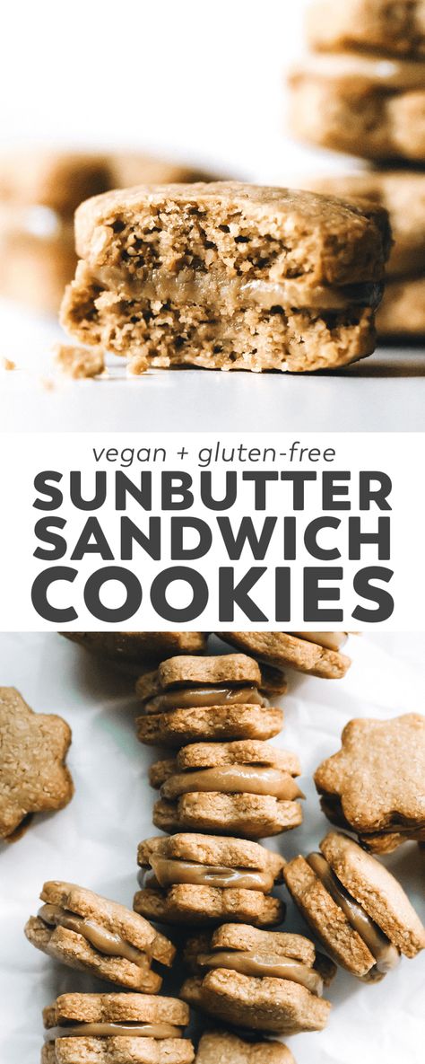 SunButter Sandwich Cookies - Feasting on Fruit Feasting On Fruit, Gf Cookies, Vegan Cookie, Sunflower Butter, Snacks Ideas, Vegan Cookies Recipes, Scrumptious Food, Healthier Desserts, Vegan Snack