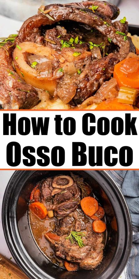 Best Ossobuco beef recipe braised on stove here. How to cook Osso Buco in slow cooker with vegetables is easy to make beef with bone tender. Oso Bucco Recipe Beef, Osso Bucco Slow Cooker, Oso Bucco Recipe, Beef Soup Bones, Osso Bucco Recipe, Beef Shank Recipe, Osso Buco Recipe, Mix Vegetable Recipe, Italian Stew