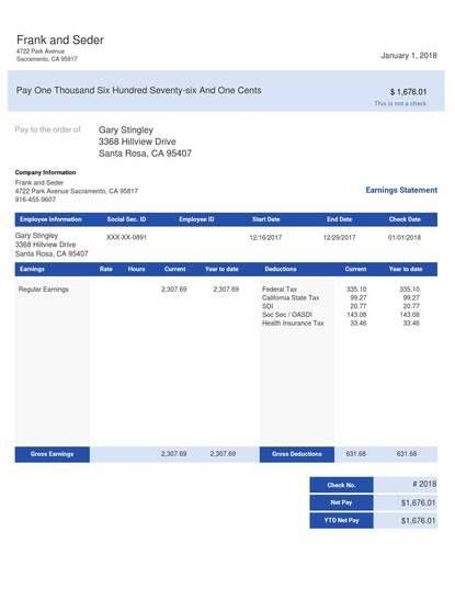 Vertical Blue Pay Stub Sample Template Paystub Template Free, Payroll Checks, Payroll Template, Invoice Example, Bank Statement, San Gabriel, Filing Taxes, Invoice Template, Templates Printable Free