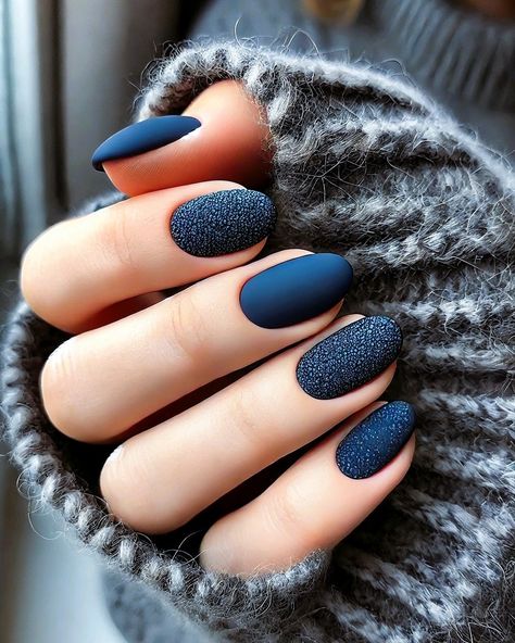 Tamara Margaryan (@naildesignby_tamara) • Instagram photos and videos Navy Nails Design Winter, Matte Navy Blue Nails Design, Nails To Go With Blue Dress, Matt Blue Nails, Pink And Navy Nails, Nails That Go With Navy Blue Dress, Matte Navy Nails, Nail Designs For November, Dark Blue Christmas Nails