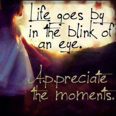 Appreciate every moment of your life and everyone in your life because you never know when its your or their last days Little Things Quotes, Life Quotes Love, Blink Of An Eye, Quotable Quotes, Happy Thoughts, An Eye, The Words, Great Quotes, Picture Quotes