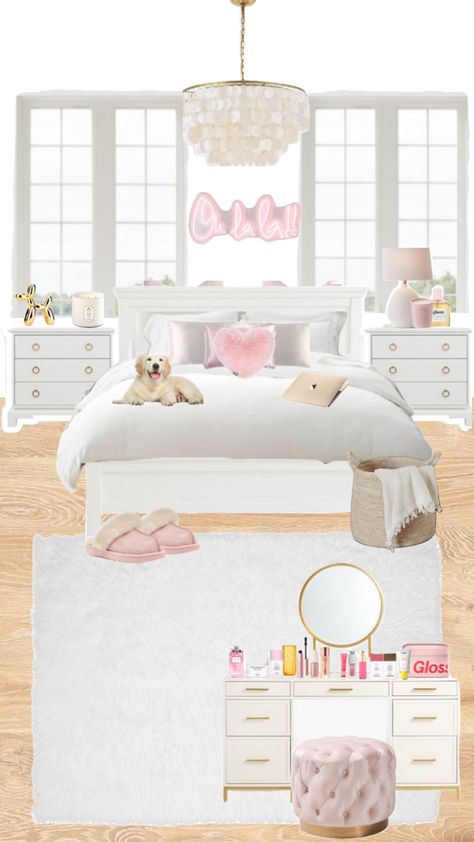 Vanilla Girl Room, Preppy Room Ideas, Fancy Bedroom, College Room Decor, Preppy Bedroom, Teen Rooms, White Room Decor, Big Girl Bedrooms, Classy Bedroom