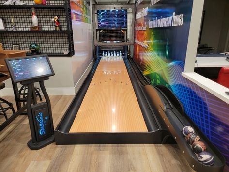 DuckPin Bowling | DuckPin Manufacturer | Social DuckPin Bowling Indoor Bowling Alley Home, In Home Bowling Alley, At Home Bowling Alley, Basement Bowling Alley, Home Bowling Alley Game Rooms, Bowling Alley In House, Lodge Basement, Backyard Bowling Alley, Diy Bowling Alley