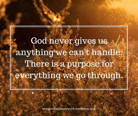 God never gives us anything we can't handle. There is a purpose for everything we go through. The Effectual Fervent Prayer, Believe In Yourself Quotes, Successful Women, Religious Quotes, Prayer Request, Amazing Quotes, Quotes About God, Canvas Paintings, Meaningful Quotes