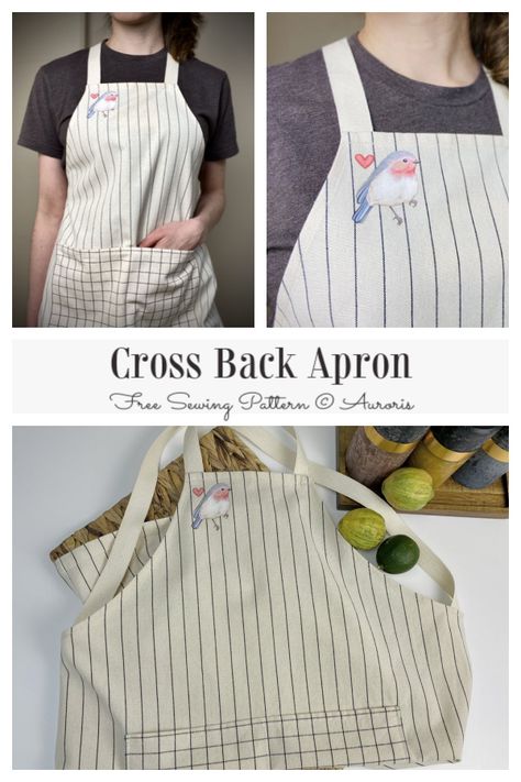 Cross Back Tie Apron Pattern, Cross Back Apron Pattern Free, Diy Apron Pattern, Cross Back Apron Pattern, Fabric Art Diy, Apron Pattern Free, Apron Tutorial, Diy Apron, Cross Back Apron