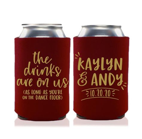 Wedding Koozies, Wedding Favors Custom Personalized Wedding Can Coolers | Etsy Destination Wedding Favors For Guests, Fun Wedding Favors, Wedding Sayings, Grooms Party, Destination Wedding Favors, Wedding Koozies, Cooler Designs, Beer Cooler, Best Wedding Favors