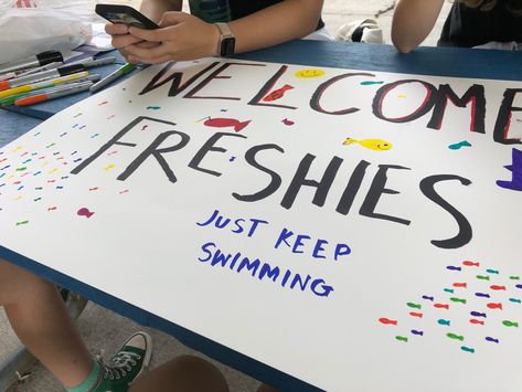 Freshmen Orientation Posters, Welcome Back Posters High School, Freshman Hallway Decorations, Freshman Spirit Posters, Freshman Cheer Signs, Freshman Class Signs, Back To School Poster Ideas High School, Welcome Back To School Sign Ideas, Class Signs Pep Rally Freshman