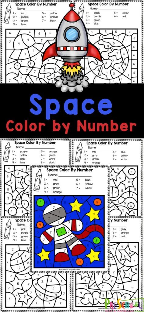 Space Color By Number, Color By Number Preschool, Space Inquiry, Number Preschool, Outer Space Activities, Space Theme Preschool, Space Lessons, Space Activities For Kids, Little Pony Coloring Pages