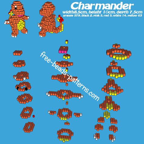 Pokemon Charmander free 3d perler beads iron beads pattern tutorial 3d Hama Beads Patterns Pokemon, 3d Perler Bead Patterns Tutorials Free, 3d Perler Bead Patterns Tutorials Easy, 3d Fuse Beads Patterns, 3d Hama Beads Patterns, 3d Perler Bead Patterns Tutorials, Iron Beads Pattern, Perler 3d, Hama Beads Pokemon