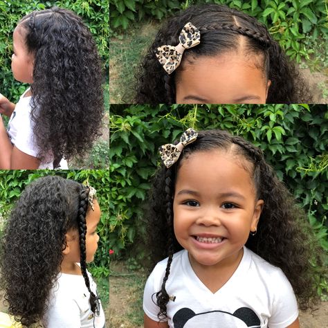 Simple and cute, loose curls Biracial Kids Hairstyles, Kids Curly Hairstyles Girls Curls, Toddler Boy Hairstyles, School Picture Day Hairstyles, Child Hairstyles, Ringlets Hair, Simply Hairstyles, Sakura Hair, Mixed Kids Hairstyles