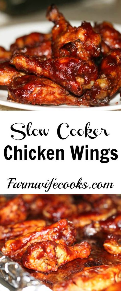 Sticky Wings, Slow Cooker Chicken Wings, Sticky Chicken Wings, Party Chicken, Wing Recipe, Bbq Chicken Crockpot, Bbq Chicken Wings, Sticky Chicken, Appetizers For A Crowd