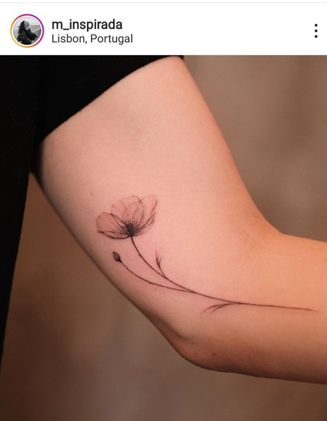 Women Forearm Flower Tattoo, Poppy And Moon Tattoo, Poppyseed Tattoo, Orchids Tattoo Design, Front Of Bicep Tattoo, Flower Tattoos Ribs, Body Flow Tattoo, Amapola Tattoo, Anemone Flower Tattoo