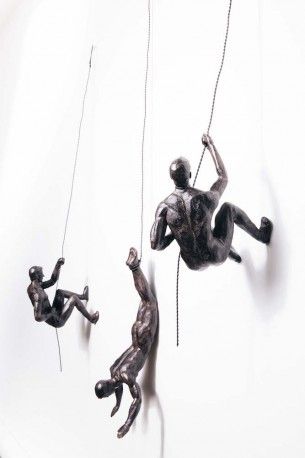 Climbing Man Sculpture, Man Sculpture, Climbing Gifts, Terracotta Warriors, Rock Sculpture, Sculpture Wall, Rock Climbers, Sculpture Metal, Tableau Art