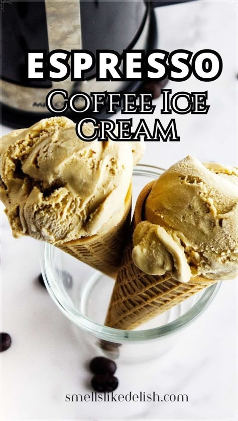 Coffee Ice Cream is the ultimate indulgence for coffee lovers. This  recipe takes a classic to new heights with an ultra-creamy texture by  using sweetened condensed milk. Forget about fussy egg-based custard;  this no-fuss approach delivers a rich and creamy ice cream that's  perfect for any occasion Creami Coffee Ice Cream, Coffee Ice Cream Recipe For Machine, Ice Cream Coffee Recipe, Ninja Creami Coffee Ice Cream Recipe, Coffee Gelato Recipe, No Egg Ice Cream Recipe, Homemade Coffee Ice Cream, Kitchen Aid Ice Cream Recipes, Condensed Milk Ice Cream