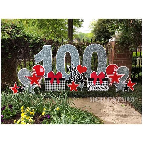 Yard sign rental for 100th birthday! What an amazing way to celebrate! 100 Theme Party, 101 Birthday Party Ideas, 150 Year Celebration Ideas, 100 Year Celebration Themes, 100 Years Celebration Decorations, 100 Year Anniversary Ideas, Centenary Celebration Ideas, 100th Birthday Party Ideas Decoration, 100th Birthday Ideas