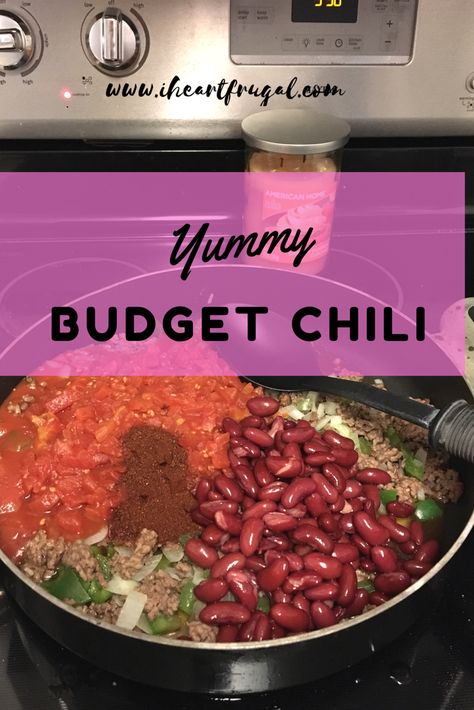 Budget Meal Planning, Cooking For A Crowd, Cooking On A Budget, Frugal Meals, Chili Recipe, Easy Meal Prep, Cheap Meals, Budget Meals, Chili Recipes