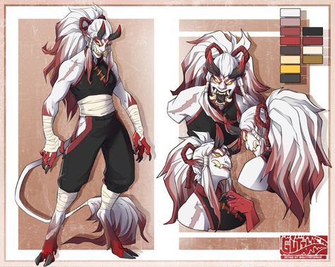 Oni Drawing Character Design, Dnd Oni Character Design, Scarred Oc, Oni Tiefling, Oc Scars, Oni Character Art, Oni Character Design, Oni Dragon, Fighter Character Design