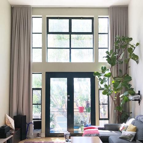 Extra Long Extra Wide Custom Drapery & Curtains | Loft Curtains Drapery Inspiration, High Ceiling Curtains, Long Curtains Living Room, Loft Curtains, Ripplefold Curtains, Extra Long Curtains, Curtains Linen, Wide Curtains, Long Curtains