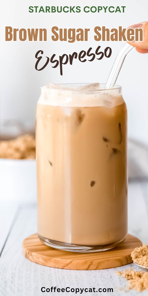 Copycat Brown Sugar Shaken Espresso, Keurig Espresso Recipe, Keto Brown Sugar Shaken Espresso, Starbucks Shaken Brown Sugar Espresso, Iced Coffee Syrup Recipe, Brown Sugar Espresso Drink, Nespresso Vertuo Iced Coffee Recipes, Brown Shaken Espresso Starbucks, Nescafé Blonde Espresso Recipes