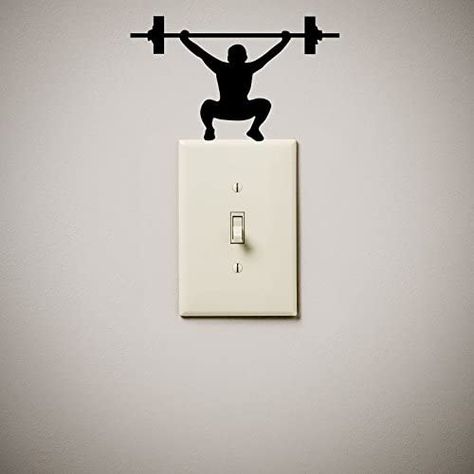 Switchboard Art, Wall Drawing Ideas, Light Switch Decal, Gym Wall Decal, Light Switch Sticker, Funny Vinyl Decals, Inspirational Wall Decals, Gym Art, Kitchen Art Prints