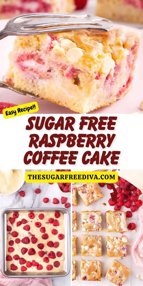 Sugar Free Raspberry Desserts, Sugar Free Baked Goods, No Sugar Added Desserts, Easy Raspberry Desserts, Raspberry Recipes Healthy, Sugar Free Cakes, Raspberry Desserts Easy, Fresh Raspberry Recipes, Raspberry Coffee Cake