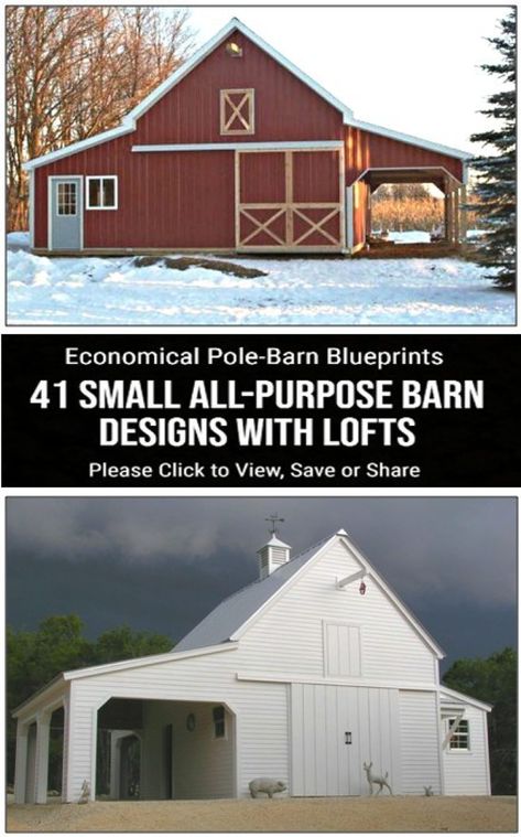 41 Small Barn Designs Forty-one Optional Layouts Complete Pole-barn Building Plans - Etsy Barn Shop Ideas, Pole Barn Construction, Barn Layout, Backyard Barn, Small Barns, Building A Pole Barn, Horse Barn Plans, Garage Exterior, Barn Shop