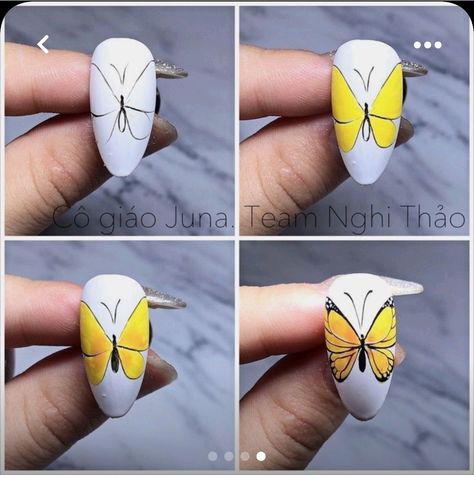 Gel Nail Tutorial, Flame Nail Art, Girls Nail Designs, Butterfly Nail Designs, Line Nail Art, Animal Nail Art, Hello Nails, Nail Drawing, Dot Nail Art