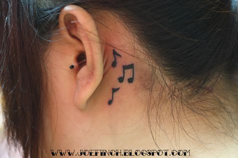 Behind Ear Tattoos, Music Notes Tattoo, Tattoo Music, Music Note Tattoo, Tattoo Zeichnungen, Note Tattoo, Music Tattoo, Music Tattoos, Subtle Tattoos